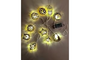 JORAKI Ramadan, dekoracje na ramadan, dekoracje Eid Mubarak, 1,6 m, 10 diod LED, łańcuch świetlny na baterie, ramadan, łańcuch świetlny Eid, dekoracje do domu, ogrodu, muzułmański, ramadan, dekoracja imprezowa