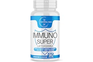 NATURAL NOVI Immuno Super Lattoferrina Pura | 90 Compresse alto dosaggio | 3 mesi di Fornitura | con Vitamina D 2.000 UI | Echinacea | Vitamina C | Zinco | Immuno Stimolante | Rinforza sistema Immunitario