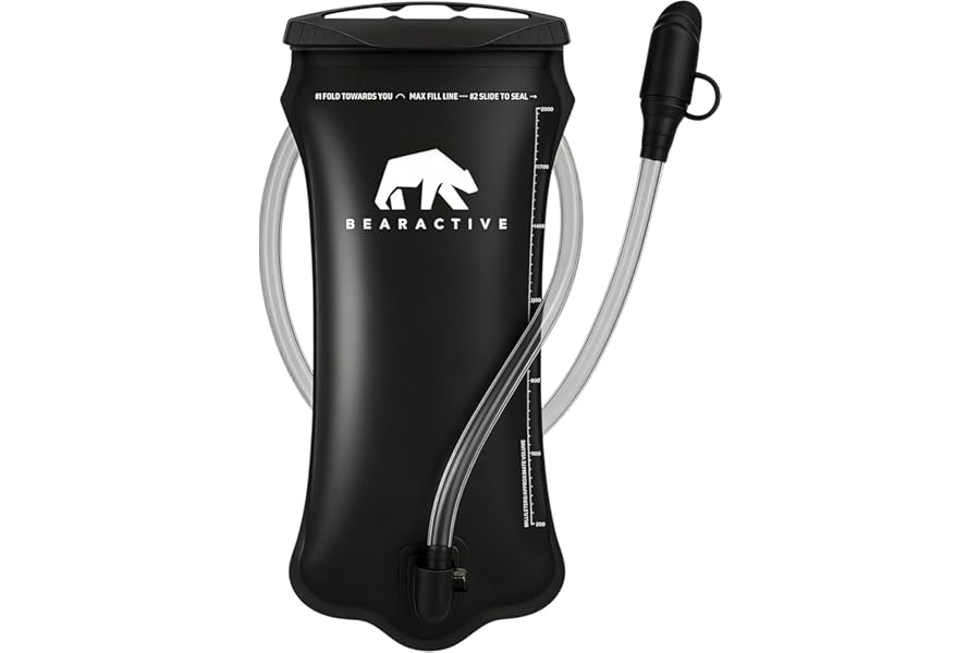 Bearactive Hydration Bladder, Water Bladder 2L for Running Backpack with BPA-Free TPU, Hydration Pack, Leak-Proof Water Pouch, No Plastic Smell – Hiking, Running, Cycling & Camping