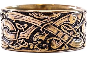 Windalf Breiter Wikinger Ring RAVAN 10 mm Odins Wölfe Vikings Wilde Jagd Wotan Bronze