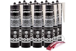 Quiadsa Fija Plus Turbo Polimero 290ml + Llavero Bricolemar de Regalo (12 x 290ml - Blanco)