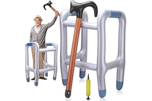 Huiguli Deambulatore Gonfiabile e Bastone per Anziani Gonfiabile, Deambulatore Rollator Gonfiabile, Regalo Divertente Scherzo Festa pensionamento, Fantasia Dress per Cosplay Carnevale Compleanno