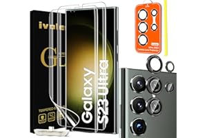 ‎IVOLER ivoler [2+1 Ochraniacze ekranu do Samsung Galaxy S23 Ultra 5G [Nie Szkło] Z Ochraniaczem obiektywu Aparatu, 3D zakrzywiona miękka folia na ekran TPU pełna zburzenie bez pęcherzyków