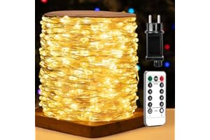 ZELUXDOT - 600 luces LED, 60m, exteriores. Impermeables y de cobre, con 8 modos ajustables por control remoto. Ideales para dormitorios, patios, jardines, bodas, fiestas y árboles de Navidad.