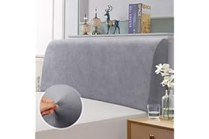 TAOCOCO Copertura testiera Letto, Copertura per testiera per Letto Fodera Elastica Protezione, Protezione Elastica a Tinta Unita, Grigio Chiaro 150-170 cm