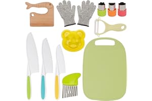 LIPJISL 13PCS Juego de Cuchillos de Cocina para Niños Cuchillos Montessori de Plástico de Colores para Cortar y Cocinar Verduras Frutas