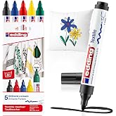 edding 4500 tekstil kalemi - siyah, kırmızı, mavi, yeşil, sarı - 5 adet. - 2-3 mm yuvarlak u&ccedil;