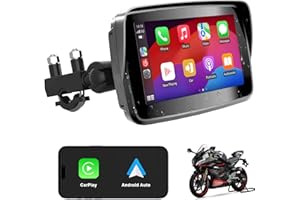 ANKEWAY Estéreo Inalámbrico para Automóvil CarPlay & Android Auto para Motocicleta, Navegación GPS Pantalla Táctil de 5 Pulgadas, Bluetooth Dual, Estéreo Impermeable IP67 para Moto