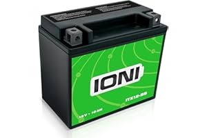 ‎IONI IONI ITX12-BS 12V 10Ah AGM Batterie kompatibel mit YTX12-BS versiegelt/wartungsfrei Akkumulator Motorradbatterie