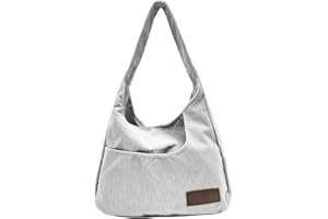 Ulisty Damen Cord Breiter Gurt Hobo Tasche Schultasche Shopper Handtasche Lässig Unterarmtasche Grau