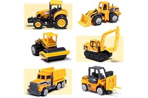 Oriate Baustellen Fahrzeuge 6 tlg Construction Diecast Set, Bulldozer, Gabelstapler, Bagger und andere pädagogische Indoor & Outdoor Spielzeugautos, Mini-Auto-Modelle, Kindertagsgeschenk