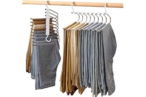 Ronronner Perchas Pantalones | Juego de 2 Perchas Ahorra Espacio con 9 Ganchos | Organizador de Armario para Pantalones, Faldas, Corbatas y Ropa | Percha Pantalón Plegable para Almacenamiento