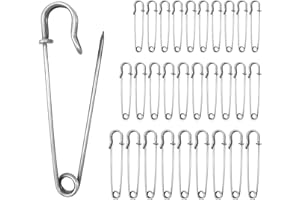 JIEGUANG Sicherheit Pins, 30 Pièces Epingle à Nourrice, 50/60/70mm Grosse Epingle a Nourrice pour Vêtements, Quilting, Artisanat, Breloques, Couvertures, Jupes, Châles, Echarpes (Argent)