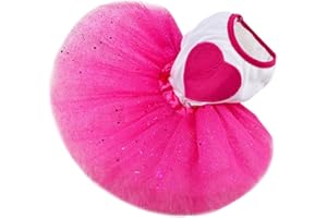 BODHI2000 ® vestitino per cucciolo con cuore e paillette, tutù con gonna in tulle, abito da sposa per cucciolo di cane gatto