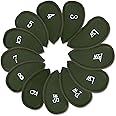 Golf Club Iron Head Covers, 12pcs GolfHeadcover set, Thick Synthetic Leather Golf' Iron Head Covers Set Fit All Brands Titleist, Callaway, Ping