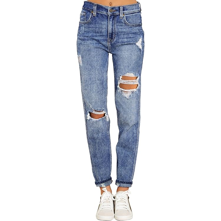 Damen Baggy Jeans High Waist - Straight Leg Oversize Hose | Weites Bein Comfort