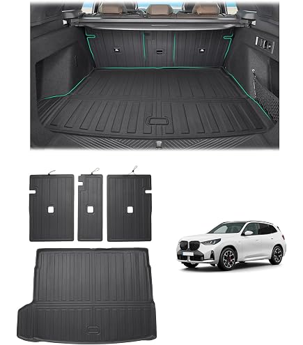 RECAMBO Set Tappetini Gomma E Vasca Bagagliaio Per BMW X3 F25 (2010-2017) - TPE Antiscivolo, Su Misura