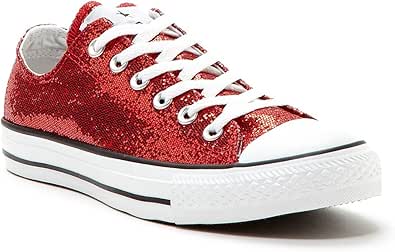 converse red sparkle shoes