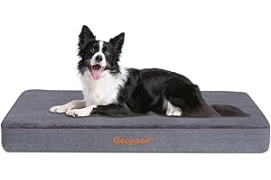 Geegoos Large Dog Bed, Memory Foam Dog Bed with Washable Removable Cover,Orthopedic Dog Bed for Large Dogs, Dog Mattress with Non-Slip Bottom Suitable for Dog Crates(89x55x7cm,Grey)