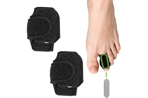 Sinbana 2pcs Toe Corrector for Women & Men, Nylon Adjustable Anti-Slip Toe Straighteners Splints with Aluminum Plates Brace Suitable for Bent Curled Crooked Broken (Black)