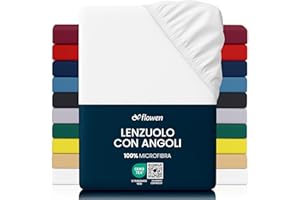 FLOWEN Lenzuola Matrimoniali con Angoli 160x190 cm Bianco in Microfibra per Letto con Materasso fino a 30cm Tessuto Anti-Acaro e Ipoallergenico di Alta Qualità Morbido e Lavabile in Lavatrice