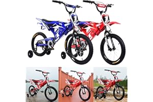 LSLIFE Kids Bike 16 18 Inch Boys Motorcycle Bike Kids Motorbike for 3-9 Years Old Boys Girls Motor Shaped bike with Simulated Motorbike Sound Removable Stabilisers Wheels