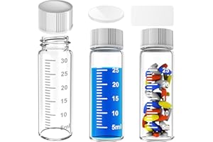 ZHANXUBIO Fiale vuote sterili con linea di misura e tappo a vite per laboratorio di chimica, conservazione personale (trasparente, 30ml 9pz)