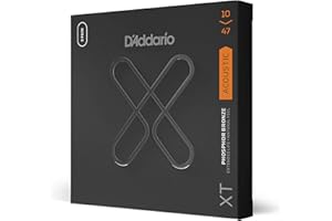 Cuerdas D'Addario para guitarra acústica, XT Phosphor Bronze Coated, XTAPB1047-3P, calibre extra ligero 10-47, juego de 6 cuerdas, paquete de 3