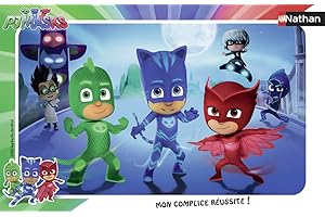 Nathan - Puzzle Enfant - Cadre 15 pièces - Yoyo, Bibou et Gluglu - Pyjamasques - Fille ou garçon dès 3 ans - Puzzle de qualité supérieure - Carton épais et résistant - Super Héros - 86067