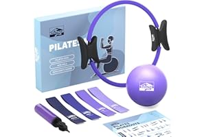 Keystone Peak Pilates Ring Set – Pilates Set für Zuhause mit 14" Pilatesring, Mini Ball, 4 Widerstandsbändern, Trainingsposter & Tasche – Fitness Kit für Core, Kraft & Yoga Workouts