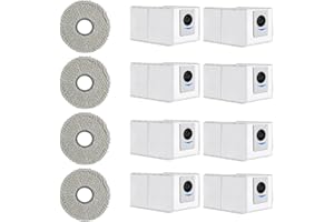 YEERAIN 12 Kit Accessori per Ecovacs DEEBOT T30 Pro Omni / T30 Max, 8x Sacchetto per la raccolta polvere, 4x Panni Mop, Set di Accessori per Aspirapolvere Robot