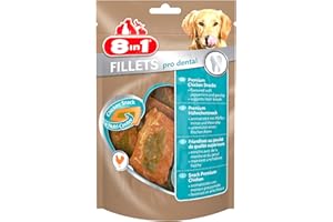 8in1 Fillet Pro Dental Friandises pour chiens adultes et seniors de grandes races – Pour une haleine fraîche – Au poulet – 80g