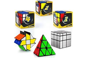 JQGO Cubo Magico Speed Puzzle Cube Set, 6 Pack Magic Cubes 2x2 + 3x3 + 4x4 + Pyraminx + Mirror + Fenghuolun Magic Cube, Adesivo in PVC Liscio Pacchetto 3D Magic Puzzle Cube per Bambini e Adulti