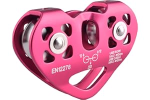 Azarxis Double Poulie Tyrolienne 30kN Tandem Escalade Poulie pour Alpinisme Spéléologie Rescue Câble