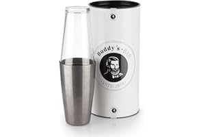 ‎BUDDY´S BAR Buddy´s Bar - Boston Shaker, 700 ml Becher + 400 ml Glas, lebensmittelecht, Edler Cocktailshaker inklusive Geschenkbox, Edelstahl antik