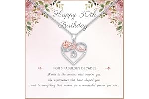 MOROTOLE Rose Heart Necklaces Gifts for Women, 925 Sterling Silver Rose Heart Pendant Necklace Mothers Day Christmas Birthday Gifts for Wife Girlfriend Mom 21st 30th 40th 50th 60th and 70th Birthday
