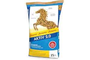 Josera Aktiv 2.0, 1 x 15 kg, Comida Premium para Caballos con Vitamina E, biotina, Selenio y Omega 3, Protege el estómago, Cereales energéticos, Totalmente mineralizado, 1 Unidad