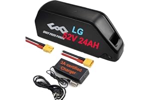 UNIT PACK POWER Batería para Bicicleta Electrica 52V 24AH LG4800 para Motor de 250W 500W 750W 1000W 1500W Down Tube Ebike EC5 para Nilox, Ancheer, Samebike y Cargador