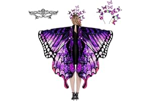 plainshe Butterfly Wings, Fairy Wings for Adults, Butterfly Costume, Halloween Costumes for Women, 3PCS Butterfly Cape Set.