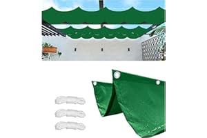 WOACE Sun Shade Sail Retractable Wave Waterproof Rectangle 2x4M(WxL) Shade Cloth Waterproof Outdoor Garden Patio Sunscreen Awning Canopy 95% UV Block with Rope for Outdoors Garden Patio Dark Green