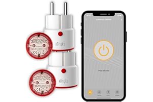 LOT de 2 Prises connectée Konyks Priska Max 3 EU - WiFi + BT, Fonctions avancées V3, 16A, Compteur de consommation, Compatible Alexa et Google Home & Tuya Blanc/Rouge