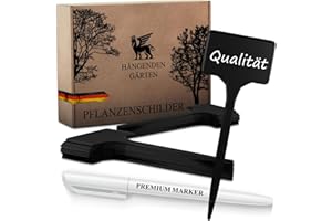 ‎R&M ORIENT R&M Orient 60er Set Pflanzenschilder mit Marker – 15 cm lang Kunststoff Pflanzenstecker Stecketiketten Kräuterschilder für Beet Garten Blumen Kräuter Pflanzen – Wetterfest Wasserfest (Schwarz)