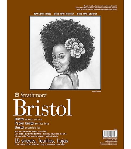Canson Xl Paquete De 2 Blocs Bristol De La Serie XL De , Papel Pesado Para Tinta, Marcador O Lápiz, Acabado Liso, Plegable, 100 Libras, 9 X 12 Pulgadas, Blanco Brillante, 25 Papel Canson Bristol