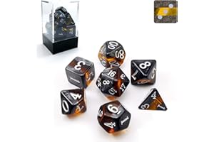 BESCON DICE Bescon Mineral Rocks GEM Vines Polyhedral D&D Dice Set of 7, RPG Role Playing Game Dice 7pcs Set of Amber