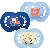 MAM Original Baby Pacifier + 6 Months, Matte Blue, 3 Units | Day and Night with Symmetrical, Flat and Flexible Skin Soft Sili
