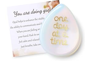 QINJIEJIE Opal Crystal Worry Stone Healing Crystal Gifts for Women Anxiety Relief for Adults Pocket Thumb Stone Reiki Mindfulness Spiritual Small Gifts Stocking Fillers Women