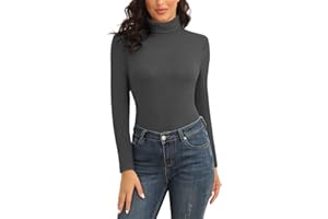 WOWENY T-Shirt Thermique pour Femme - Col roulé - en Polaire - Manches Longues - Thermique - Extra Chaud - Maillot de Corps à Manches Longues - Léger - sous-vêtements de Ski - T-Shirt de randonnée