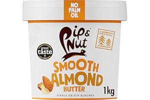 ‎PIP & NUT Pip & Nut Cremige Mandelnuss Butter (1kg) | Natürliche Nussbutter, ohne Palmöl, ohne Zuckerzusatz, Hi-Oleic Mandeln, mit hohem Anteil an ungesättigten Fettsäuren, glutenfrei, vegan, milchfrei