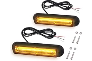 Justech 2pcs 13cm COB LED Lampe Stroboscopique 16 Modes de Flash Feux d'Urgence Ambre Lumière d'Avertissement Feux de Balise 12/24V Universel pour Voiture Camion Remorque Caravane Camper Van