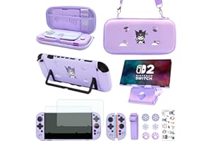 GUTIAL Accessories Pack for Nintendo Switch 2 2025 - Cute Kawaii NS 2 Accessories kit for Grils Boys Kids with Travel Carrying Case and Cartoon Dockable Cover Case, Screen Protector, Stand